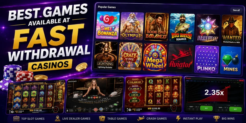 Best Games Available At Fast Withdrawal Casinos