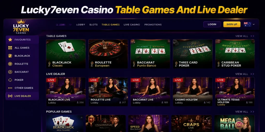 Lucky7even Casino Table Games And Live Dealer