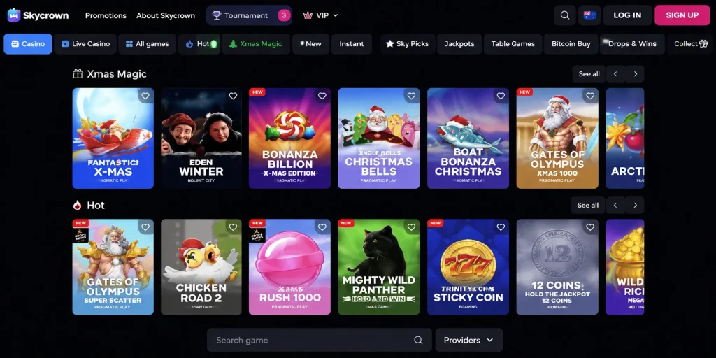SkyCrown Pokies And Game Library